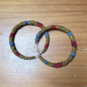 Huge kente cloth hoop earrings